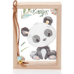 Bellissimo Μπομπονιέρα Βάπτισης Καδράκι Panda από Plexiglass & Ξύλο ΚΔΠ-65