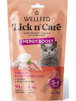 Wellfed Lick n' Care Adult Energy Boost with Chicken & Cuttlefish Juice 90gr