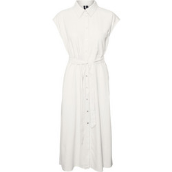 Vero Moda Midi Καλοκαιρινό Καθημερινό Φόρεμα Σεμιζιέ Λευκό 1028253211