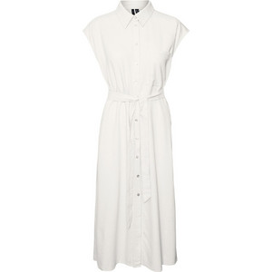 Vero Moda Midi Καλοκαιρινό Καθημερινό Φόρεμα Σεμιζιέ Λευκό 1028253211