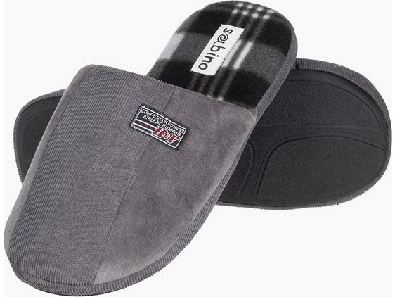 Sabino Χειμερινές Ανδρικές Παντόφλες Γκρι AW234477