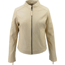 Leather 100 Γυναικείο Μπουφάν Χειμωνιάτικο Δερμάτινο Κοντό Εκρού 49-W-AMORE