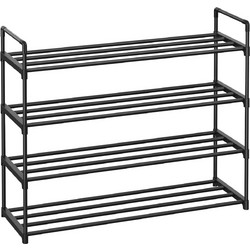 Songmics Παπουτσοθήκη Μεταλλική Μαύρη M92xΠ30xY74cm LSA14BKV2