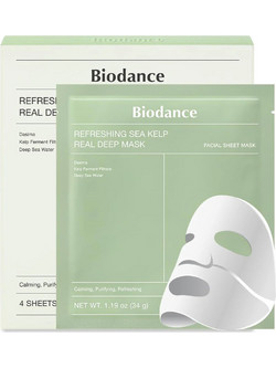 Biodance Refreshing Sea Kelp Real Deep Sheet Μάσκα Προσώπου για Καταπράυνση 4x34gr