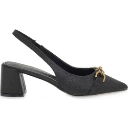 Seven Γόβες Slingback Δερμάτινες με Χοντρό Χαμηλό Τακούνι Μαύρες U420A4913H23