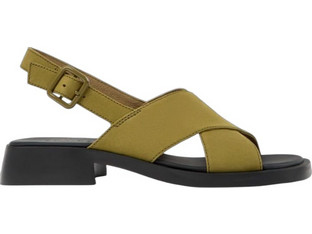 Camper Γυναικεία Πέδιλα Suede Χακί με Χοντρό Χαμηλό Τακούνι K201600-007