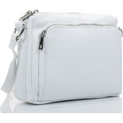 Passaggio Leather Γυναικεία Τσάντα Χιαστί Δερμάτινη Λευκή με Ιμάντα 5855-KR-10