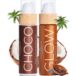 Cocosolis Organic Choco Sun Tan & Body Oil 110ml + Glow Shimmer Oil 110ml