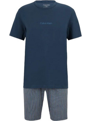 Calvin Klein Καλοκαιρινές Ανδρικές Πιτζάμες Βαμβακερές Navy Μπλε NM2177E-1MV