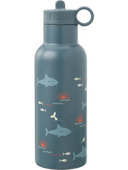 Fresk Shark Παιδικό Παγούρι Θερμός Ανοξείδωτο BPA Free με Καλαμάκι Μπλε 500ml