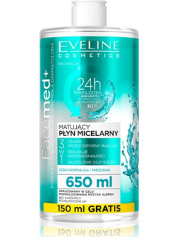 Eveline Cosmetics FaceMed+ Mat Micellar Water Ντεμακιγιάζ 650ml