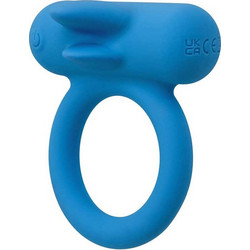 CalExotics Double Trouble Cock Ring Ελαστικό Δαχτυλίδι Πέους Σιλικόνης με Δόνηση 5cm Μπλε