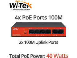 Wi-Tek WI-PS205H V3 Unmanaged L2 Switch με 4 Θύρες Ethernet 100Mbps και 2 SFP θύρες