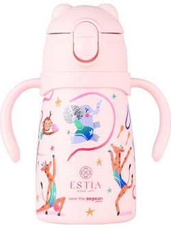 Estia Bubble Bottle Save The Aegean Wild Stunts Παιδικό Παγούρι Θερμός Ανοξείδωτο με Καλαμάκι Ροζ 300ml