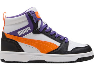 Puma Rebound V6 Παιδικά Sneakers Μποτάκια Μαύρα Μωβ Πορτοκαλί 393831-34