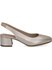 Caprice Ανατομικές Γόβες Slingback Δερμάτινες με Χοντρό Χαμηλό Τακούνι Ροζ Χρυσές 9-29500-42-341