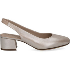 Caprice Ανατομικές Γόβες Slingback Δερμάτινες με Χοντρό Χαμηλό Τακούνι Ροζ Χρυσές 9-29500-42-341