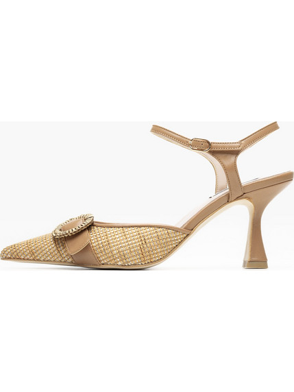 Mortoglou Γόβες Slingback Δερμάτινες με Λεπτό Ψηλό Τακούνι Ταμπά 2548.73891