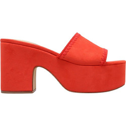 Nine West YICKIE2 Γυναικεία Πέδιλα Κόκκινα με Χοντρό Ψηλό Τακούνι