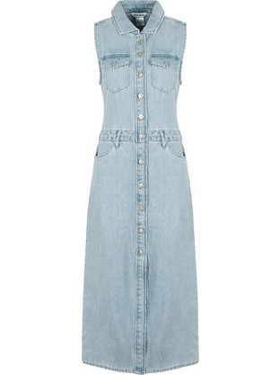 DKNY Midi Καλοκαιρινό Καθημερινό Φόρεμα Σεμιζιέ Τζιν Γαλάζιο DJ5D9058-KYO