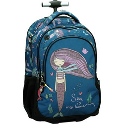 Back Me UP Sea Mermaid Σχολική Τσάντα Τρόλεϊ Δημοτικού Μπλε 357-28074