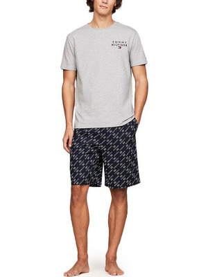 Tommy Hilfiger Καλοκαιρινές Ανδρικές Πιτζάμες Βαμβακερές Γκρι UM0UM03171-0VL