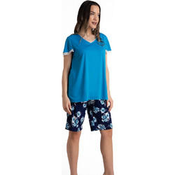 Rachel Σετ Γυναικείες Πιτζάμες Καλοκαιρινές Μαύρες Μπλε 13458