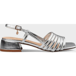 Envie Shoes Γυναικεία Πέδιλα Δερμάτινα Ασημί με Χοντρό Χαμηλό Τακούνι E64-21052-21