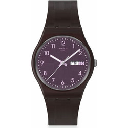 Swatch Γυναικείο Ρολόι με Καφέ Καουτσούκ Λουράκι SO28C700