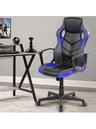 Bakaji Καρέκλα Gaming Δερματίνης Μαύρη Μπλε 02834217