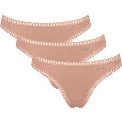 Sloggi Go Crush Βαμβακερά Γυναικεία String με Δαντέλα Μπεζ 3Pack 10219704-00ME