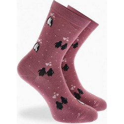 Walk Penguins Bamboo Γυναικείες Κάλτσες Ροζ με Σχέδια W331-14