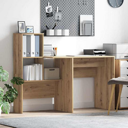 vidaXL Γραφείο Ξύλινο με Βιβλιοθήκη 131.5x50x106.5cm 869305