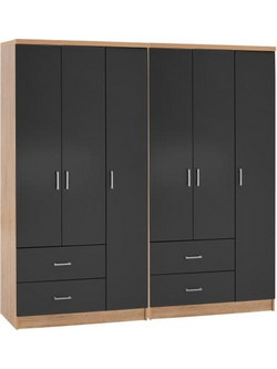HomeMarkt Εξάφυλλη Ντουλάπα Ρούχων Caesar Ανθρακί 180x42.5x181cm HM21236.01