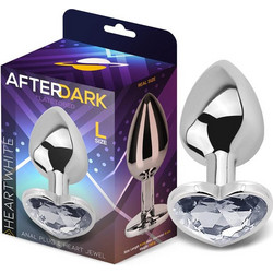 LateToBed Afterdark Heart Large Πρωκτική Σφήνα Diamond Plug 9cm Λευκή Ασημί AD-244