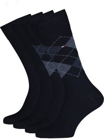 Tommy Hilfiger Ανδρικές Κάλτσες Ψηλές Navy Μπλε 2Pack 100001495-322