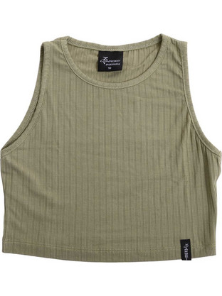 Target Παιδικό Crop Top Αμάνικο Χακί S25-14565-17