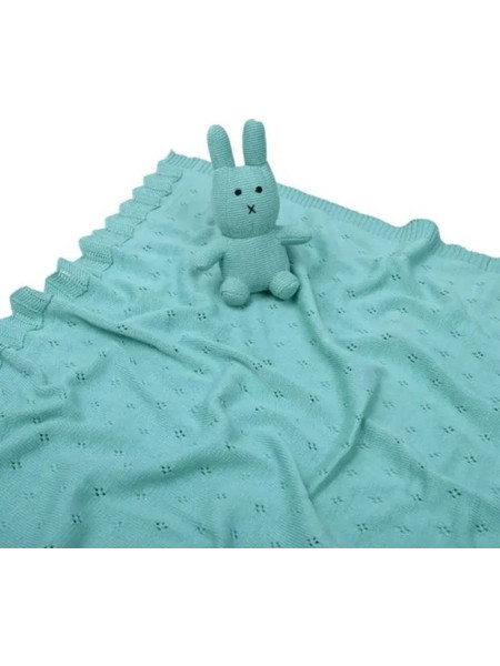 Liolios Home Bunny Κουβέρτα Αγκαλιάς Πλεκτή με Λούτρινο 80x100 Βεραμάν