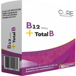 Cure Pharmaceuticals B12 1000μg & Total B 90 Διασπειρόμενα Δισκία