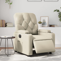 vidaXL Πολυθρόνα Relax με Υποπόδιο Ανακλινόμενη Δερματίνη Μπεζ 3204759
