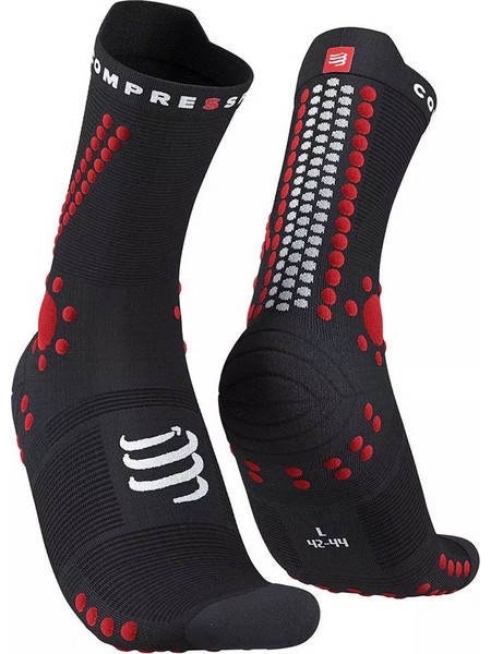 Compressport V4.0 Trail Ανδρικές Κάλτσες Ψηλές με Σχέδια Μαύρες Κόκκινες XU00048B-906