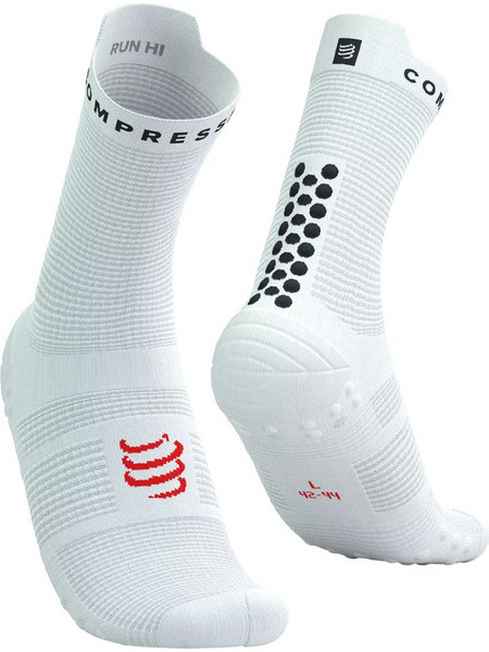 Compressport V4.0 Run Ανδρικές Κάλτσες Ψηλές με Σχέδια Λευκές XU00046B-0013