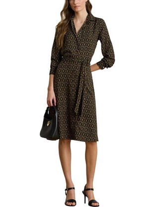 Lauren Ralph Lauren Karalynn Midi Καθημερινό Φόρεμα Κρουαζέ Μαύρο 200979912001-001