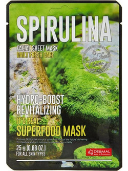 Dermal It's Real Superfood Spirulina Sheet Μάσκα Προσώπου με Υαλουρονικό 25gr
