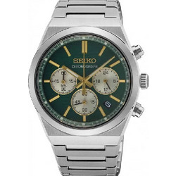 Seiko Ανδρικό Ρολόι Χρονογράφος με Ασημί Μεταλλικό Μπρασελέ SSB461P1