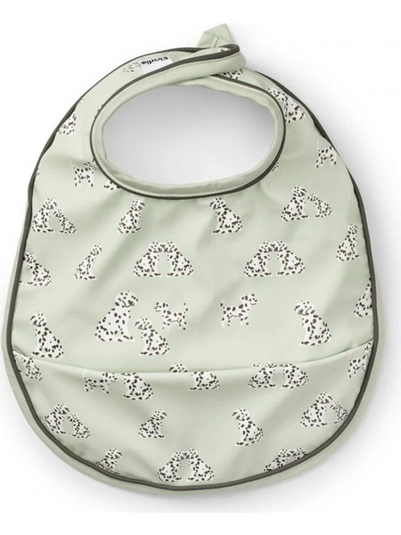 Elodie Details Darling Dalmatian Αδιάβροχη Σαλιάρα Υφασμάτινη με Αυτοκόλλητο & Τσέπη 3m+ Πράσινο Mint