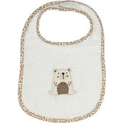 Baby Star Natura Σαλιάρα από 100% Βαμβάκι με Αυτοκόλλητο 6m+ Λευκή Μπεζ 4515