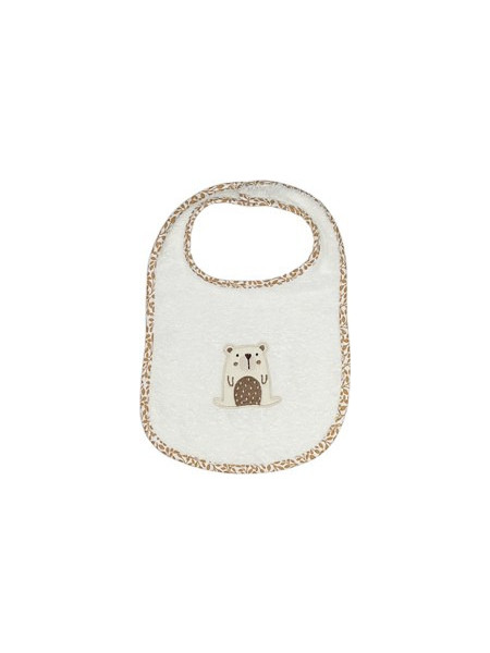 Baby Star Natura Σαλιάρα από 100% Βαμβάκι με Αυτοκόλλητο 6m+ Λευκή Μπεζ 4515