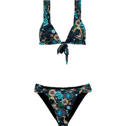 Solano Cosmos Bikini Set Τριγωνάκι Μαύρο Τιρκουάζ Μπεζ 1582/3582