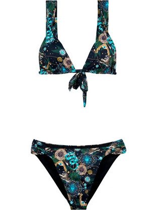 Solano Cosmos Bikini Set Τριγωνάκι Μαύρο Τιρκουάζ Μπεζ 1582/3582